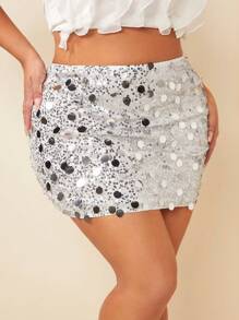 SHEIN SXY Falda ajustada con lentejuelas - Plateado - Ver 1