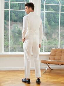 Manfinity NiteLyfe Nam Bông Nút phía trước Áo vest Blazer & Quần tây Không có áo sơ mi - trắng - Xem 5
