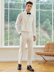 Manfinity NiteLyfe Nam Bông Nút phía trước Áo vest Blazer & Quần tây Không có áo sơ mi - trắng - Xem 4