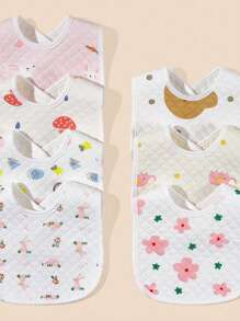 3入組隨機嬰兒花和兔子圖案圍兜 - 彩色 - 查看 2