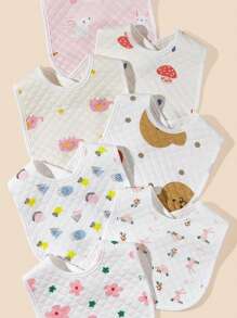 3入組隨機嬰兒花和兔子圖案圍兜 - 彩色 - 查看 7