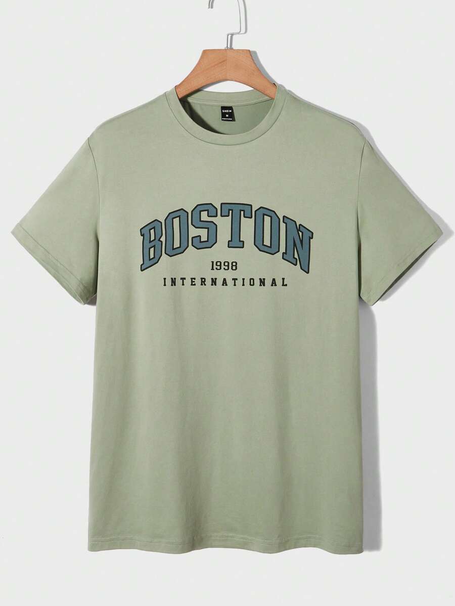 Manfinity RebelGame Men Letter Graphic Tee - Army Green - View 1