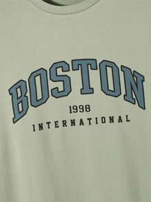 Manfinity RebelGame Men Letter Graphic Tee - Army Green - View 4