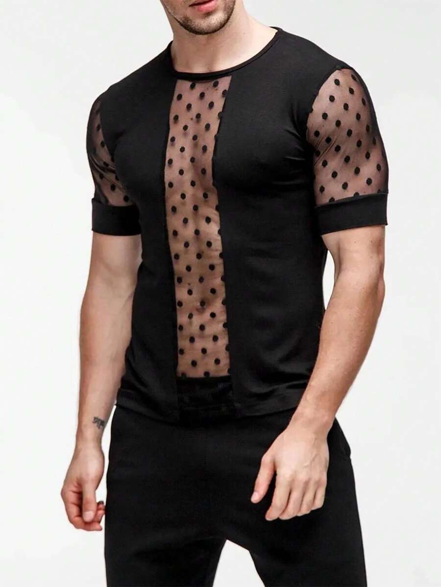 Men Contrast Dobby Mesh Tee | SHEIN