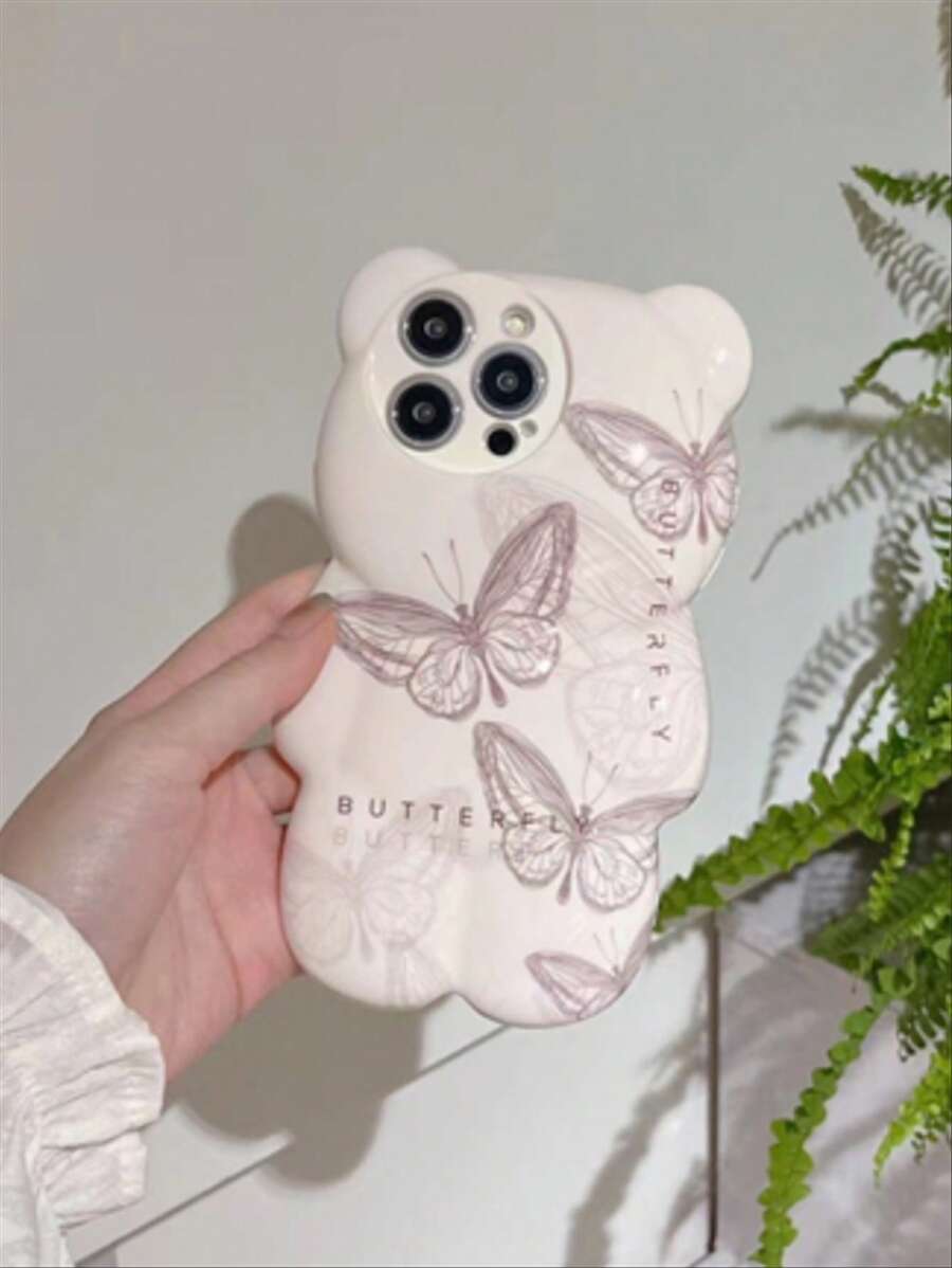 Butterfly Pattern Phone Case - Pink - View 1