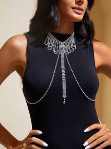 SHEIN SXY 水鑽鏈條鏈接內衣配件 - 銀色 - 查看 2