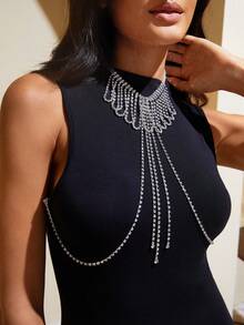 SHEIN SXY 水鑽鏈條鏈接內衣配件 - 銀色 - 查看 4