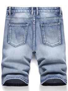 Nam Quần short Denim Bông Rách Frayed - Rửa nhẹ - Xem 2