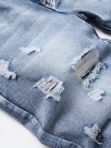 Nam Quần short Denim Bông Rách Frayed - Rửa nhẹ - Xem 5