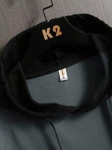 男士字母圖案插肩袖抽繩連帽T恤 - 深灰色 - 查看 4