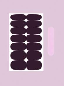Solid Color Nail Polish Strips, 1sheet Nail Art Sticker & 1pc Nail File, Manicure Kits for Women Girls - Burgundy - View 3