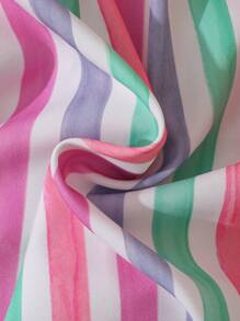 SHEIN Toddler Girls Striped Ruffle Trim Button Front Dress - Multicolor - View 4