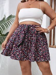 SHEIN VCAY Quần Short kích thước lớn Họa tiết hoa Boho - Nhiều màu - Xem 4