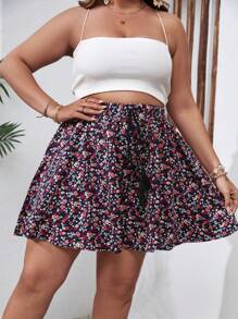 SHEIN VCAY Quần Short kích thước lớn Họa tiết hoa Boho - Nhiều màu - Xem 5