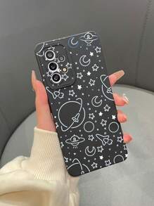 卡通太空印花手機殼 - 黑色 - 查看 3