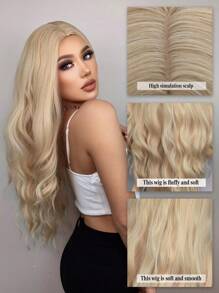 Blonde Wig Long Wavy Curly Medium Part 28 Inch Women's Wigs Synthetic Heat Resistant Wigs Daily Used Hair Beginner Friendly,Suitable For Various Occasions, Including New Year, Parties, Vacations, Winter - Gold - View 5