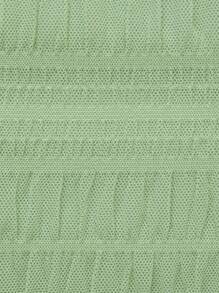 Hauture Drawstring Ruched Lantern Sleeve Crop Top - Mint Green - View 7