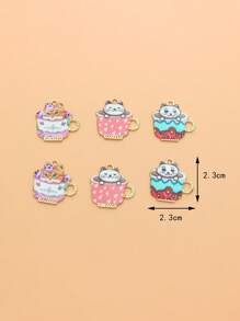 6 cái Chai nhỏ giọt dầu dễ thương Cat Design DIY Mặt dây chuyền cho phụ nữ để làm đồ trang sức DIY - Nhiều màu - Xem 3