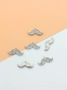 6pcs Fashion Rhinestone Decor Beard Design DIY Pendants For Women For DIY Jewelry Making - Silver - View 2