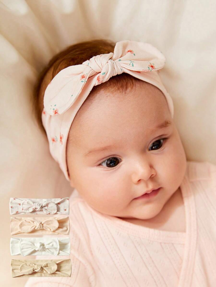Cozy Pixies 4pcs Baby Girls Bow Decor Hair Band For Daily Life Love Valentine