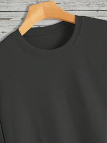 Manfinity Homme 男士皇冠和撲克牌圖案T恤 - 深灰色 - 查看 5