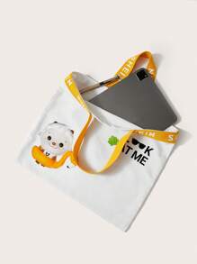SHEIN Cartoon Pattern Tote Bag - Yellow - View 3