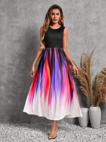 SHEIN Clasi 紮染A字連衣裙不附腰帶 - 彩色 - 查看 6