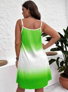 SHEIN VCAY Plus Ombre Print Cami Dress - Green - View 2