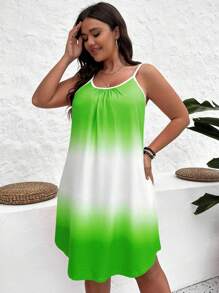 SHEIN VCAY Plus Ombre Print Cami Dress - Green - View 3