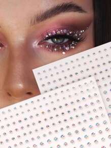 STARTTOOS 2 Sheets Multisize 3d Simulated Gemstones Eye & Face Stickers For Diy Decoration Of Music Festival, Y2k Makeup Party