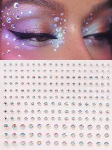 STARTTOOS 2 Sheets Multisize 3d Simulated Gemstones Eye & Face Stickers For Diy Decoration Of Music Festival, Y2k Makeup Party