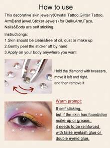 STARTTOOS 2 Sheets Multisize 3d Simulated Gemstones Eye & Face Stickers For Diy Decoration Of Music Festival, Y2k Makeup Party