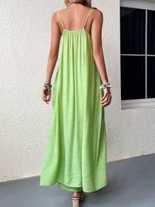 Breezaya Solid Split High Cami Top & Wide Leg Pants