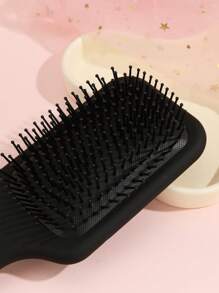 手持氣墊梳,1入組塑膠梳子黑色方形大氣囊梳子防纏結髮梳適合所有髮質 - 黑色 - 查看 3