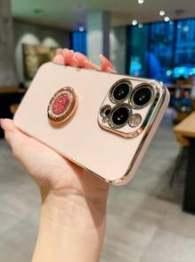 Ốp điện thoại mạ điện có vòng giữ điện thoại, phiên bản quốc tế, không phải phiên bản nội địa. - Hồng - Xem 4