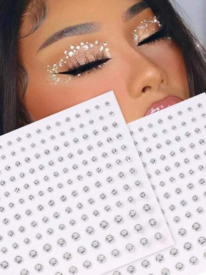 STARTTOOS 宝石贴纸 2 张多规格立体仿真 DIY 面部纹身贴纸 腹肌脸贴钻派对 Y2K 化妆装饰