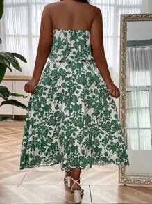 SHEIN Holidaya Plus Floral Print Tube Top & Skirt - Multicolor - View 2