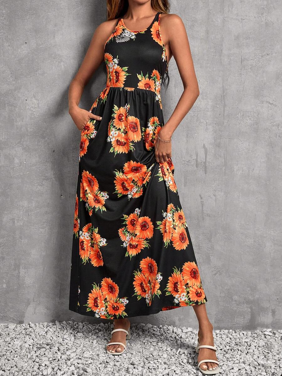 SHEIN Clasi Floral Print Hidden Pocket Dress - Multicolor - View 1