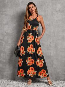 SHEIN Clasi Floral Print Hidden Pocket Dress - Multicolor - View 5