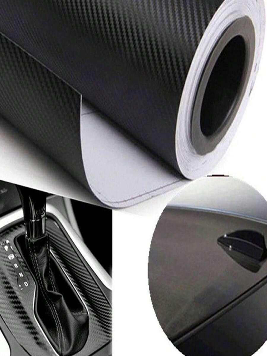 1入組30X127cm碳纖維紋理質感車膜 - 黑色 - 查看 1