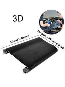 1入組30X127cm碳纖維紋理質感車膜 - 黑色 - 查看 2