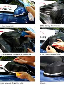 1入組30X127cm碳纖維紋理質感車膜 - 黑色 - 查看 7