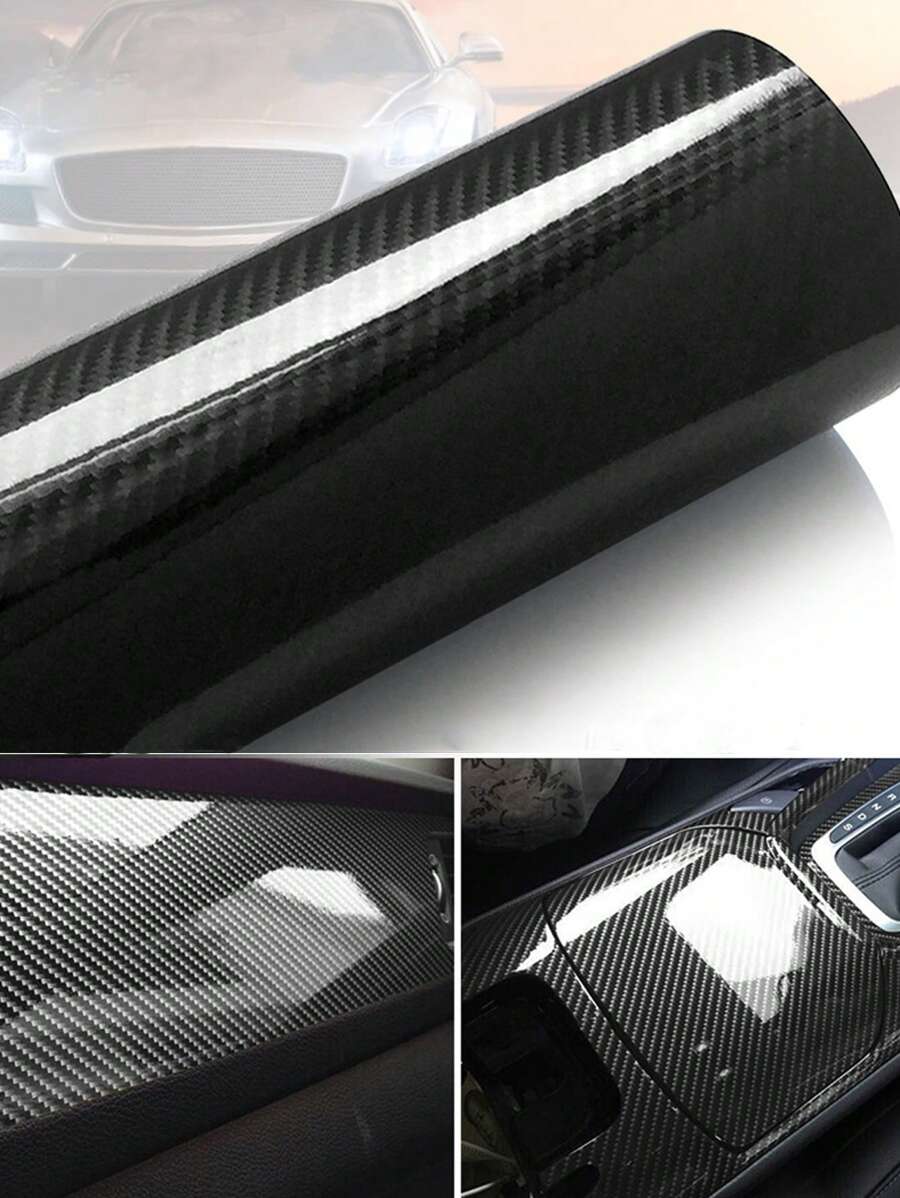 1pc 10 X 100 CM 5D Carbon Fiber Textured Car Film - Black - View 1