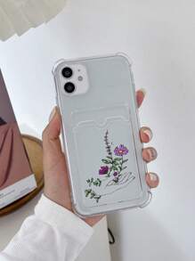 Floral Clear Card Slot Phone Case,International Version, Not The Domestic Version - Multicolor - View 1