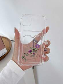 Floral Clear Card Slot Phone Case,International Version, Not The Domestic Version - Multicolor - View 2