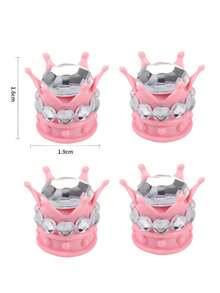 4入組水鑽裝飾王冠形狀汽車輪胎氣門嘴蓋 - 彩色 - 查看 6