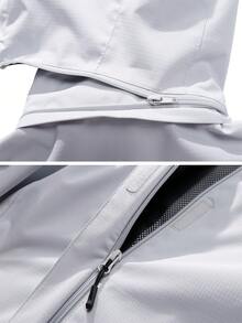 Zip Up Hooded Jacket - Light Grey - View 6