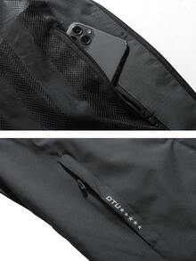 Letter Graphic Zip Up Hooded Jacket - Dark Grey - View 5