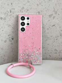 Sequin Decor Phone Case With Ring Wristband,International Version, Not The Domestic Version - Pink - View 4