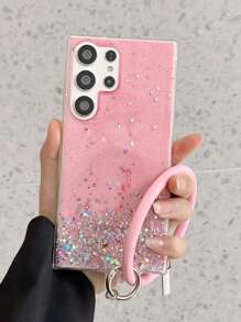 Sequin Decor Phone Case With Ring Wristband,International Version, Not The Domestic Version - Pink - View 7